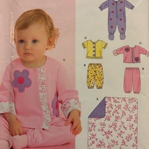 New Look Sewing Pattern 6636 Baby  2Pcs- PJ-One Pcs-Sizes NB-L UNCUT